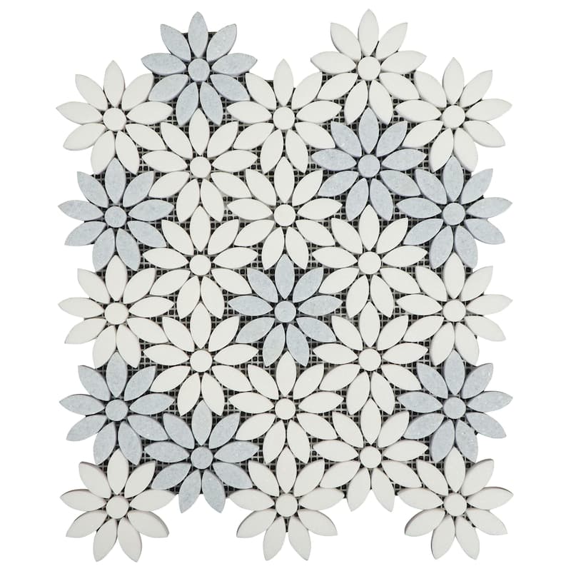 Flower Pattern Marble Novelty Mosaic Wall & Floor Tile - Case (10 Sheets)