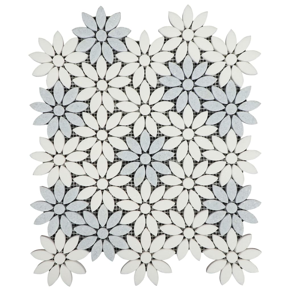 Flower Pattern Marble Novelty Mosaic Wall & Floor Tile - Case (10 Sheets)