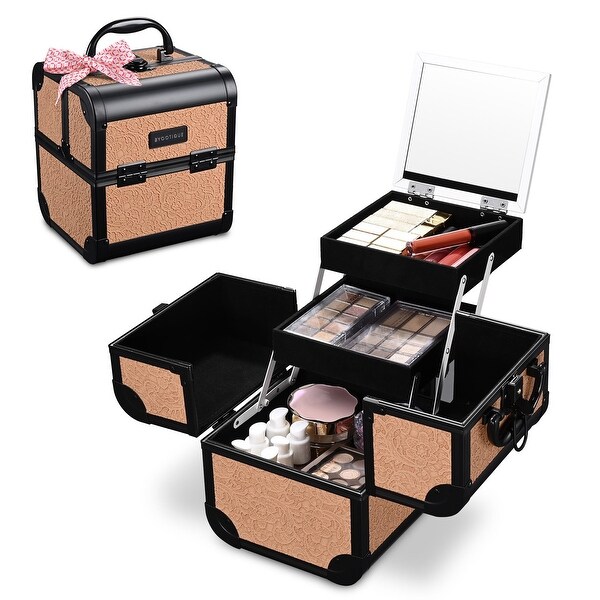 Byootique Makeup Train Case Cosmetic Organizer w/ Mirror Artist