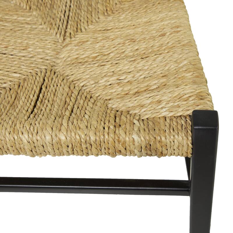 Teak Wood Handmade Dining Chair with Woven Seagrass Seat - Black or Brown - Roche River Decor