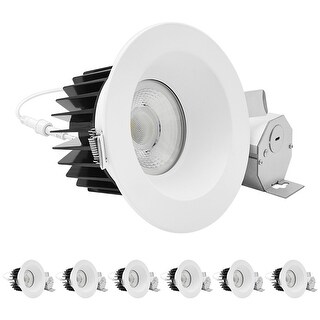 LUXRITE 5 In. LED Regressed Light with Round White Trim, 22W, 1800LM ...