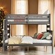 preview thumbnail 1 of 15, Twin Xl Over Queen Detachable Wooden Children'S Bed With Stairs, Children'S Bunk Bed With Guard Rails Grey