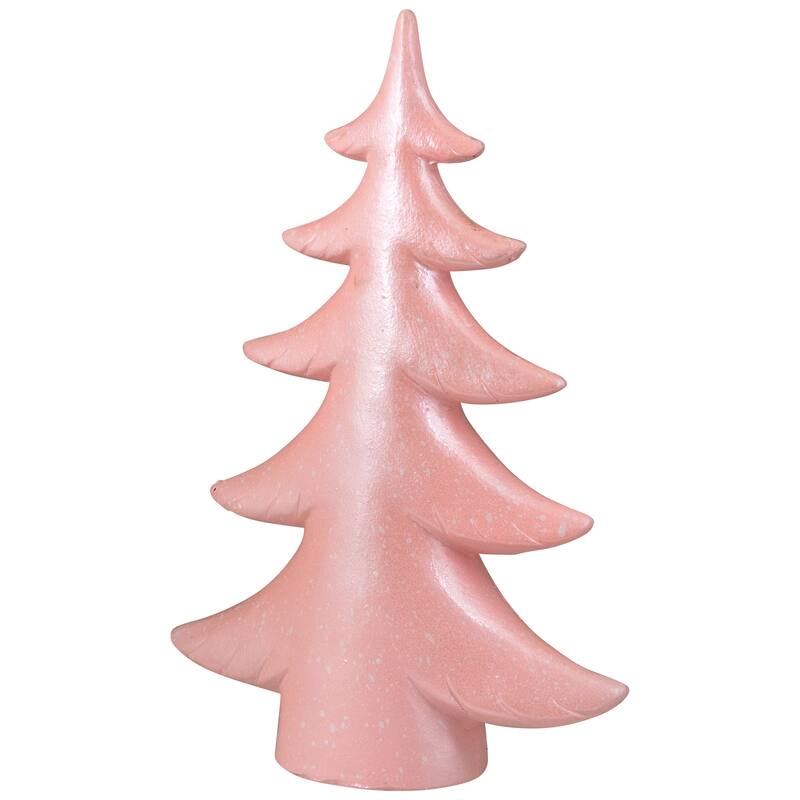 Snowy Shiny Christmas Tree Tabletop Decoration - 10" - Light Pink