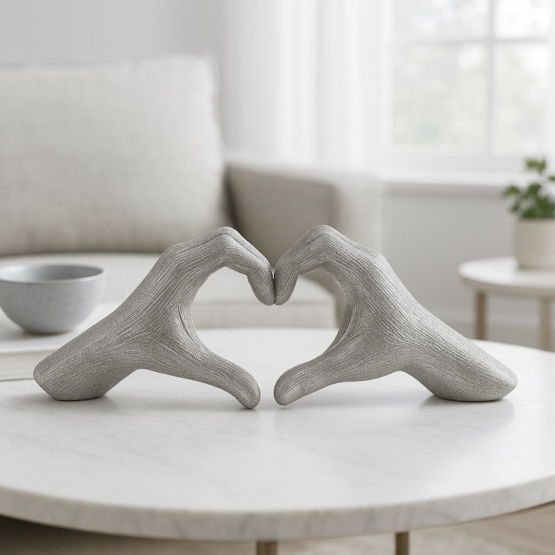 Modern Stone Ceramic Decorative Hand Heart Sculpture