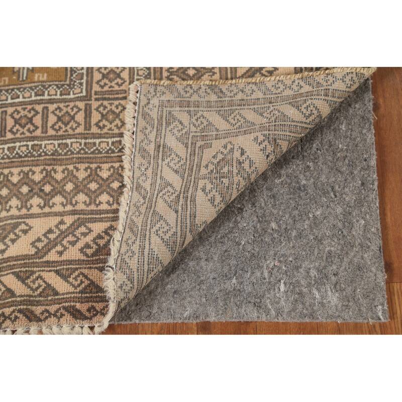 Geometric Balouch Persian Vintage Area Rug Handmade Wool Carpet - 3'8" x 7'1"