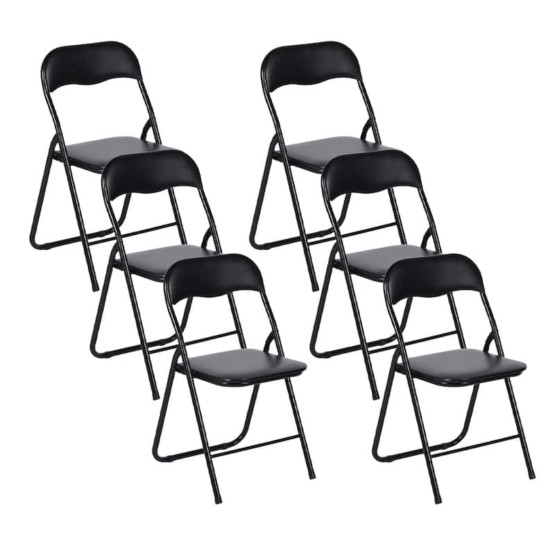 Homy Casa Set Black Folding Dining Chairs, Metal Frame PVC Seat