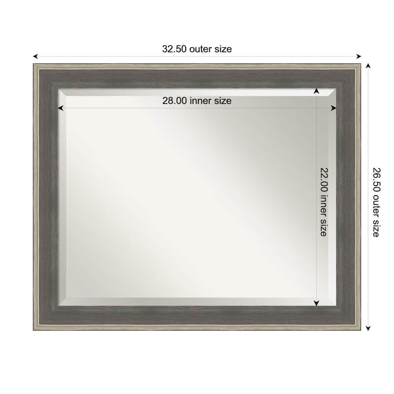 Cottage Beveled Wood Framed Wall Mirror - Cottage Grey Silver - 33 x 27 in