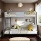 preview thumbnail 1 of 9, Elegant Metal Twin over Full Bunk Bed, Heavy-duty Sturdy Metal, Noise Reduced, Safety Vent Board Guardrail, Black Black