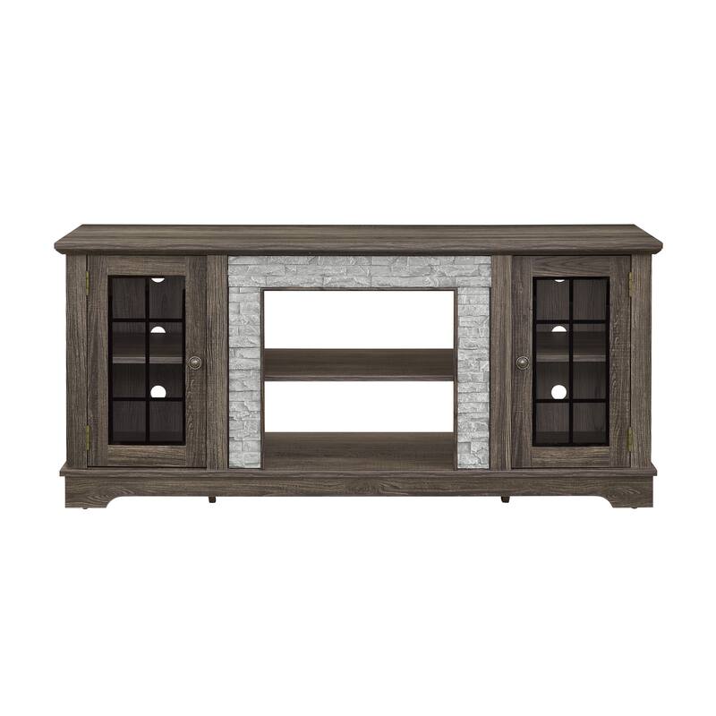 Classic TV Stand Entertainment Center for up to 65" TVs, Faux Stone Media Console Cabinet for Living Room