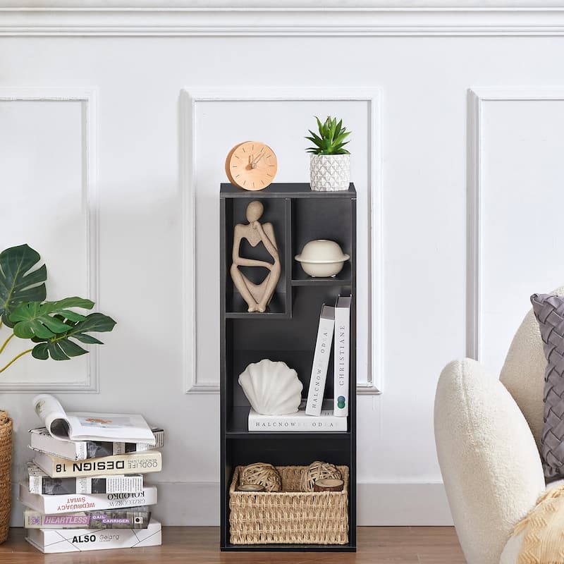 VECELO, 3-Tier Four Open Cube Wooden Bookcase Organizer, Bookshelf / Book Storage