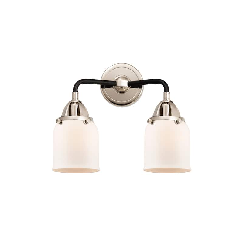 Innovations Lighting Nouveau 2 Bell - 2 Light 13" Bath Vanity Light - Black Polished Nickel/Matte White