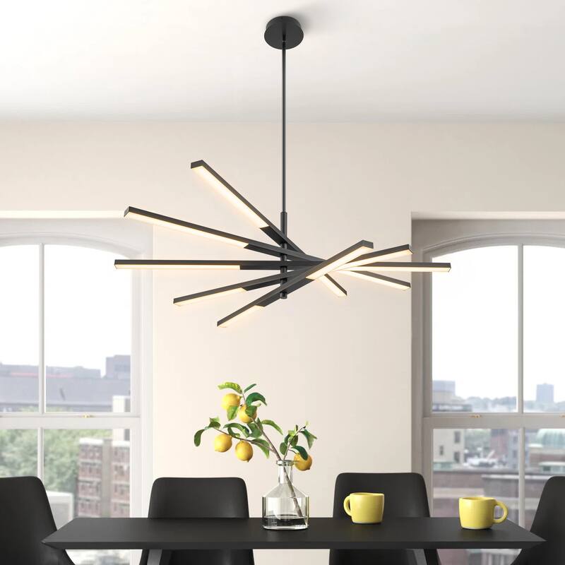 Modern Tiered Linear Sputnik Cluster Integrated LED 3000K Warm Light Chandelier