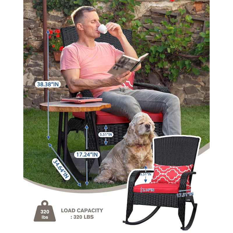 Outdoor Wicker Rocking Chair, Rattan Recliner