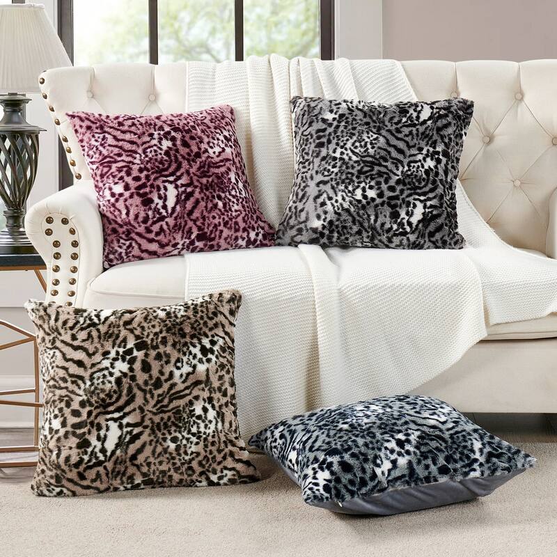 Decorative Printed fauxfur Throw Pillow Covers Set of 2, NO INSERT