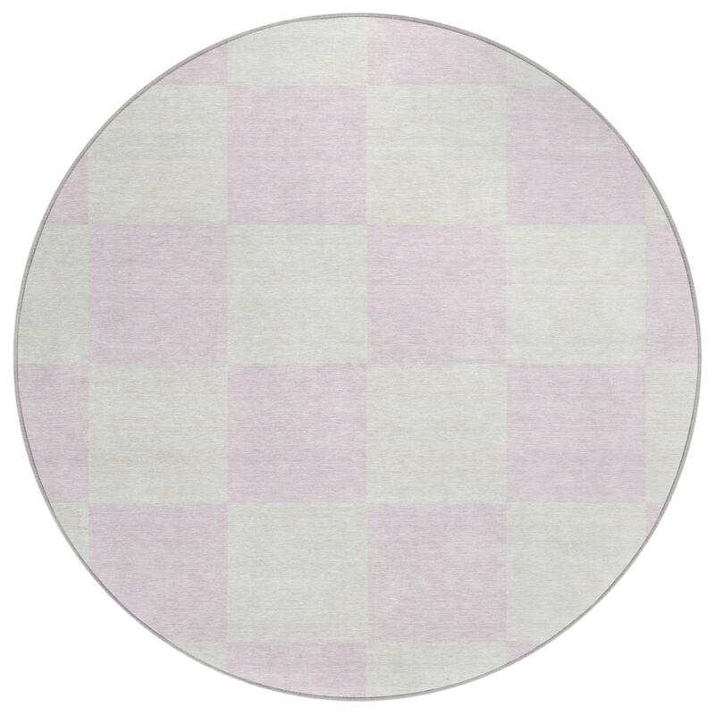 Machine Washable Indoor/ Outdoor Modern Checker Chantille Rug