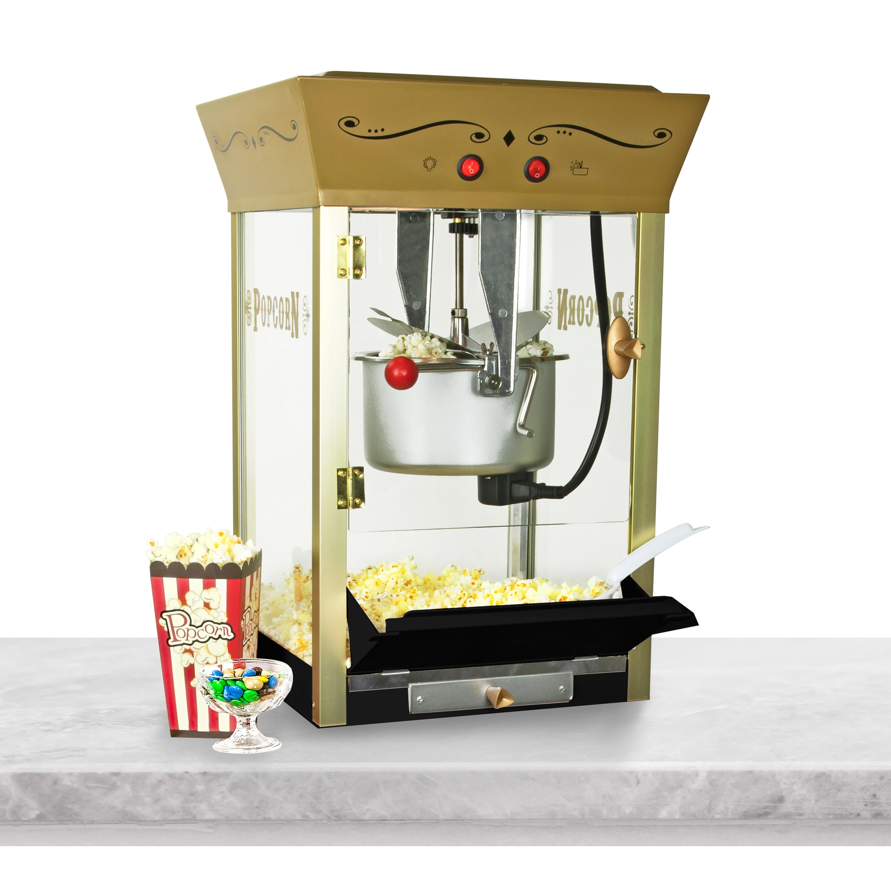 2023 New Elite Gourmet 2.5 Ounce Classic Carnival, Tabletop Kettle Popcorn  Popper Machine, Movie Hot Buttered Popcorn