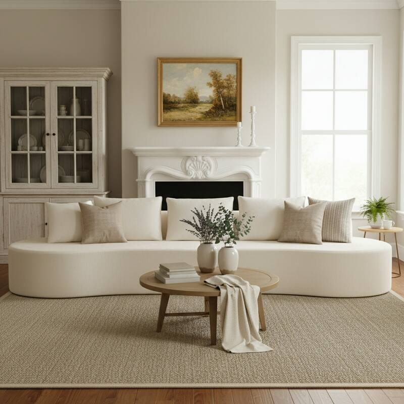 Christopher Knight Home - Curved Modular 138.6" Upholstered Sectional Sofa