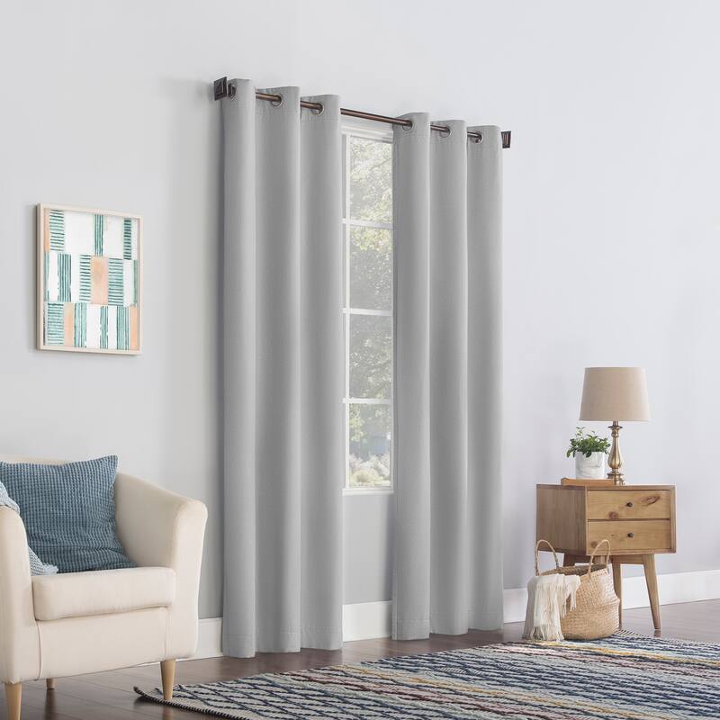 No. 918 Lindstrom Textured Draft Shield Fleece Insulated Room Darkening Grommet Curtain Panel, Single Panel