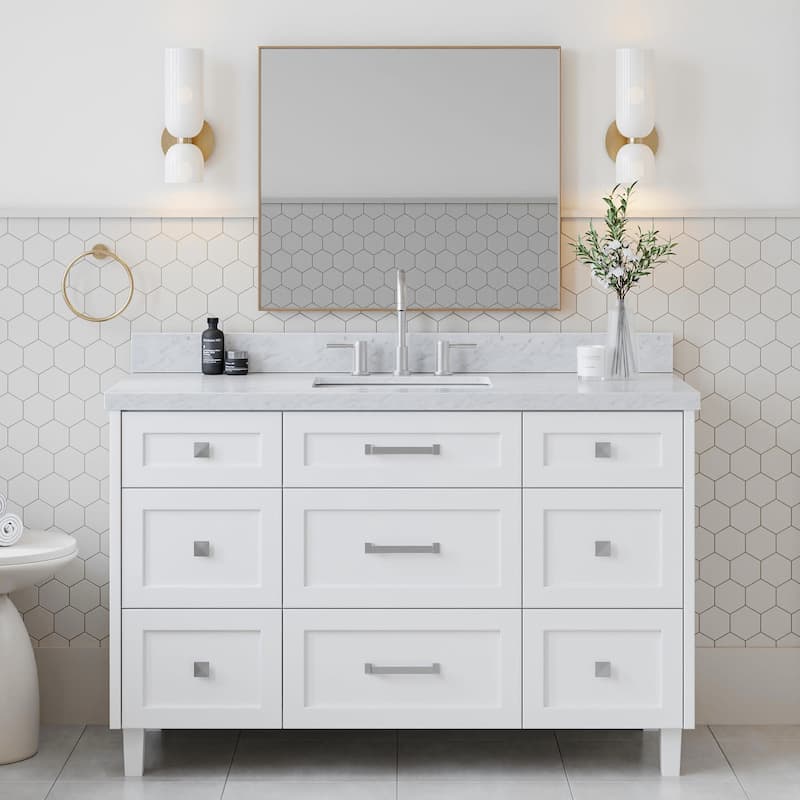 Ariel B55CWRVO Monroe 55" Free Standing Single Basin Vanity Set with - White