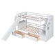 preview thumbnail 23 of 32, Gray Twin Over Twin Bunk Bed with Slide, Drawers, Storage, and Desk for Kids