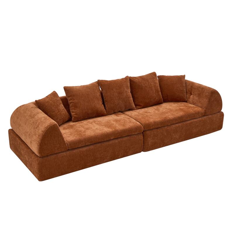 Cloud Modular Sectional Sofa, Boneless Sectional Couch with Ottoman, Modern Lounge Sofa