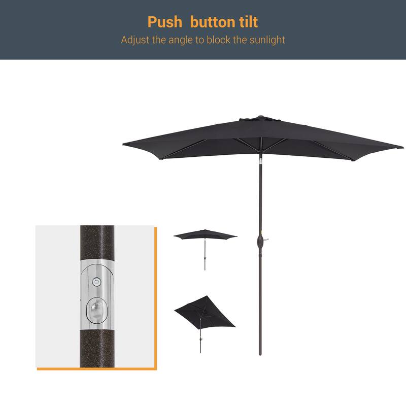 LIVOOSUN 10 x 6.5ft Outdoor Market Patio Umbrella w/Tilt and Crank