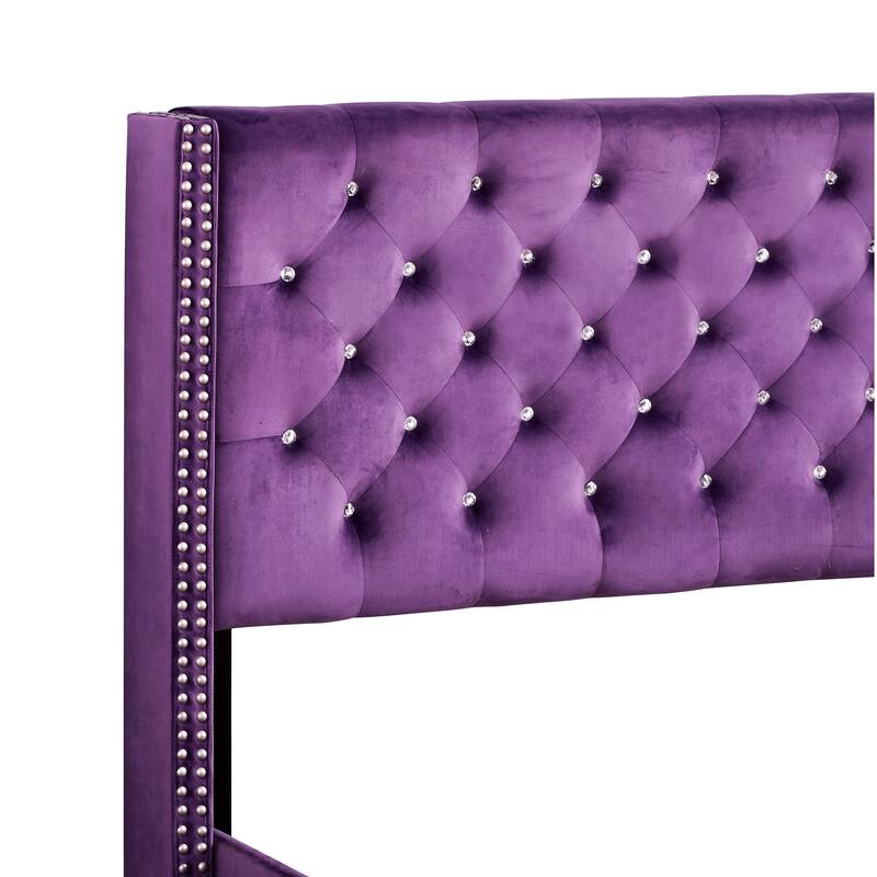 Julie Tufted Upholstered Low Profile King Panel Bed