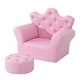 preview thumbnail 2 of 4, Playful Comfort Exploring Children's Sofa Sets with Adorable Footstools - 22.75" L x 16" W x 19.25" H