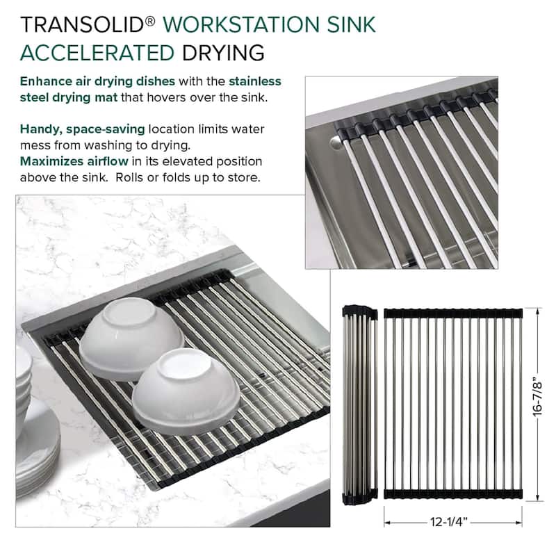 Transolid KWSSU271910 27-in X 19-in X 10-in 18-Gauge Undermount Stainless Steel Kitchen Workstation Sink