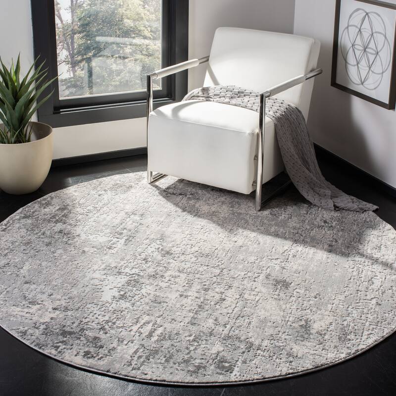 SAFAVIEH Invista Teena Contemporary Abstract Rug - 6'7" Round - Grey/Ivory
