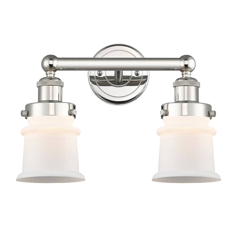 Innovations Lighting 616-2W-11-14 Canton Vanity Canton 2 Light 14" - Polished Nickel / Matte White