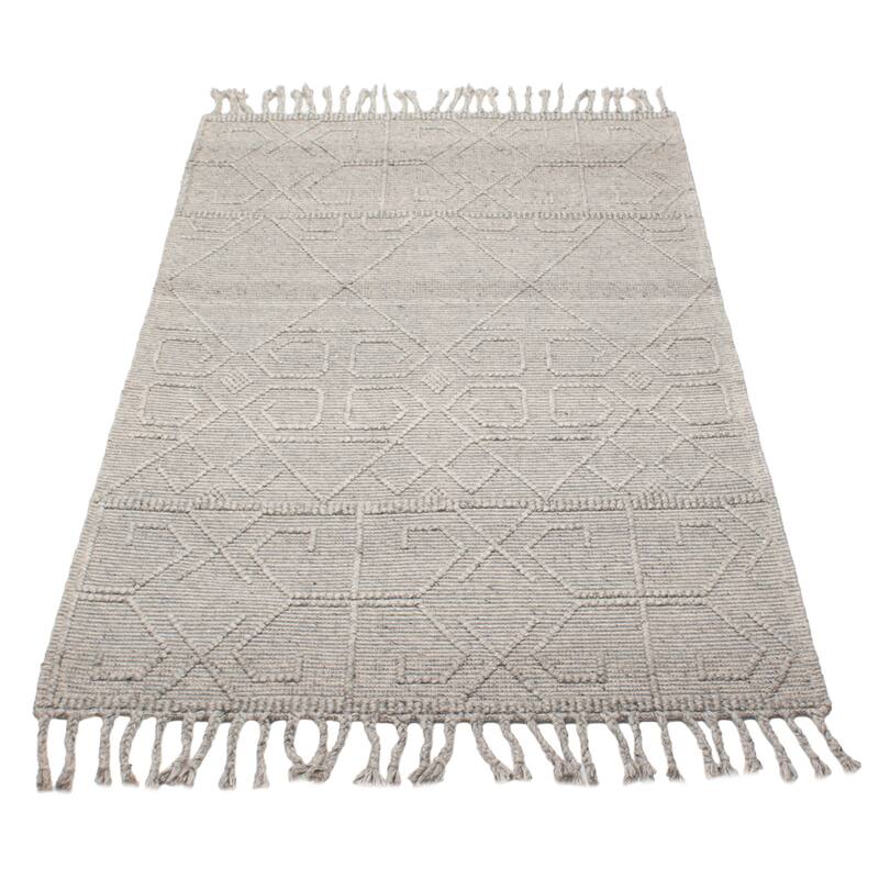 ECARPETGALLERY Braid weave Sienna Grey Wool Rug - 5'1 x 8'1