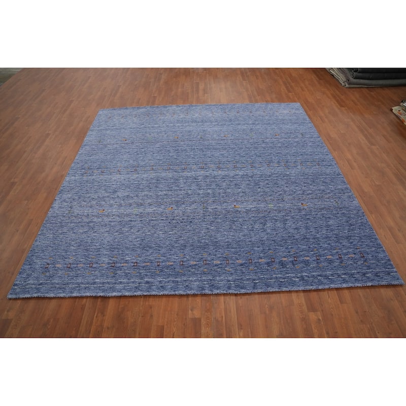 Hand Knotted Oriental 100% Wool Carpet Tribal Animal Pictorial Navy Blue & Blues Gabbeh Area Rug - 9' 9'' X 9' 10''