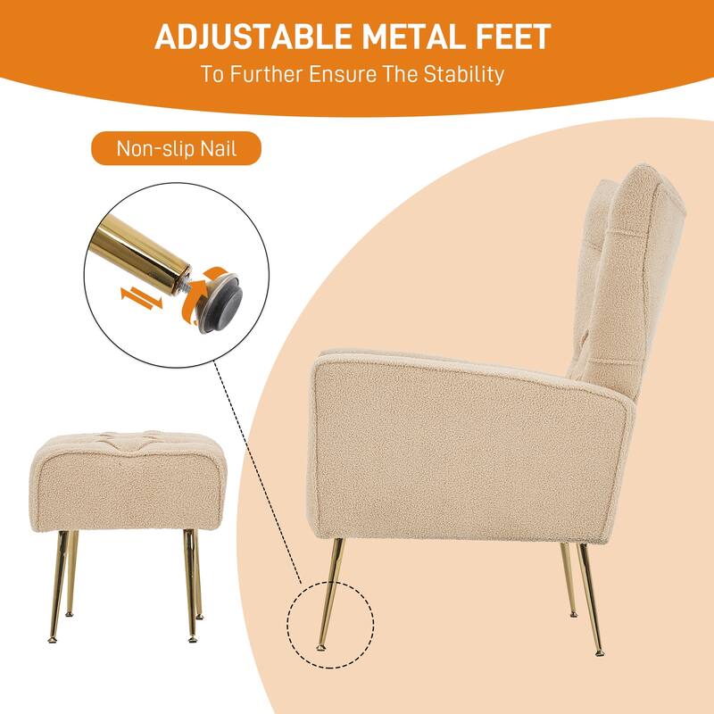Ouyessir Upholstered Tufted Accent Chair with Ottoman