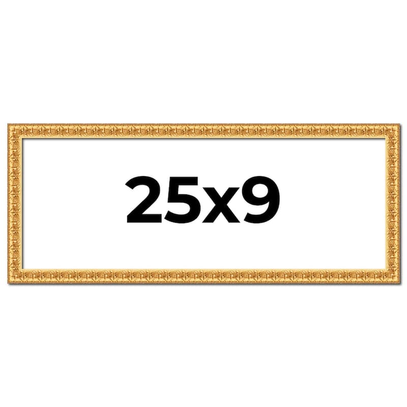 25x9 Frame Gold Real Wood Picture Frame Width 1 inches | Interior
