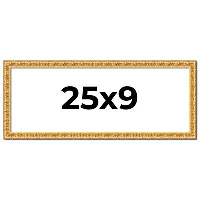 25x9 Frame Gold Real Wood Picture Frame Width 1 inches | Interior