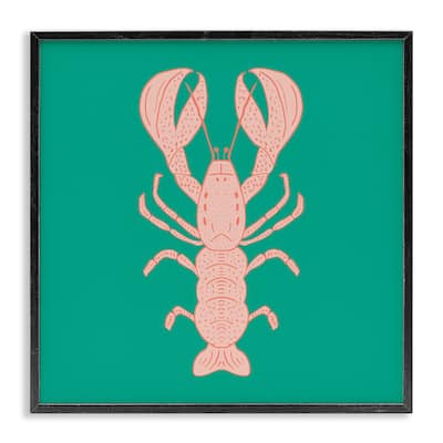Stupell Minimal Pink & Green Lobster Framed Giclee Art Design By Sazerelli Designs