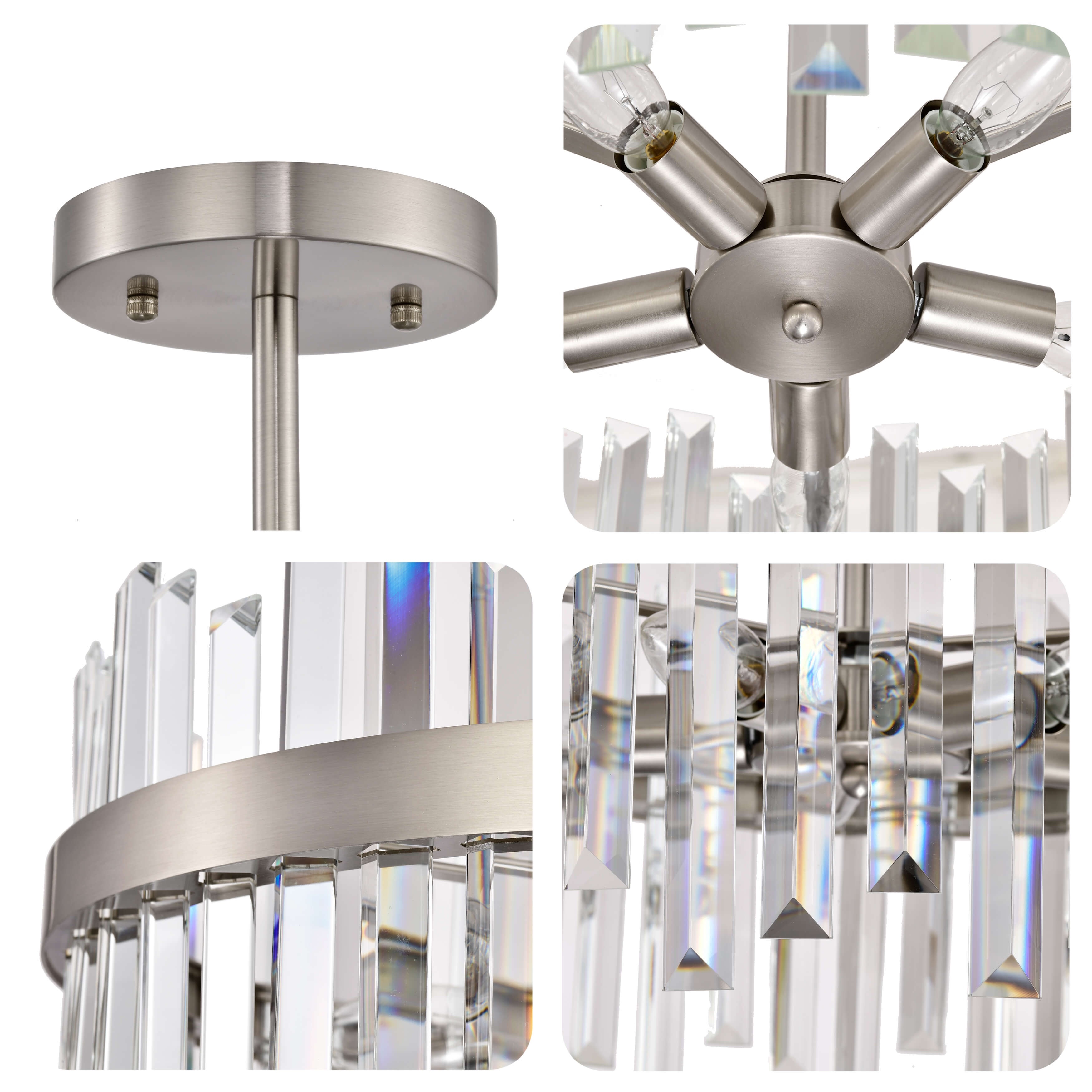 Casandra 5-Light Drum Crystal Glass Flush Mount.