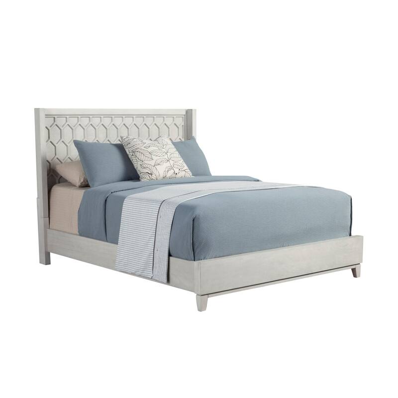 Full Size Bed with Panel Headboard - Light Grey Finish - Modern Bedroom Furniture