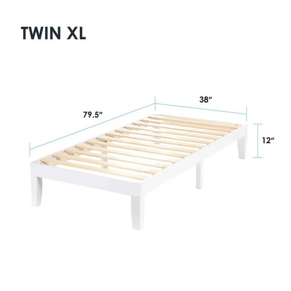 dimension image slide 0 of 34, 12" Classic Solid Wood Platform Bed Frame