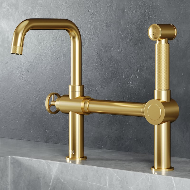 VIGO Cass 13" H Widespread Pull-Out Sprayer Kitchen Faucet