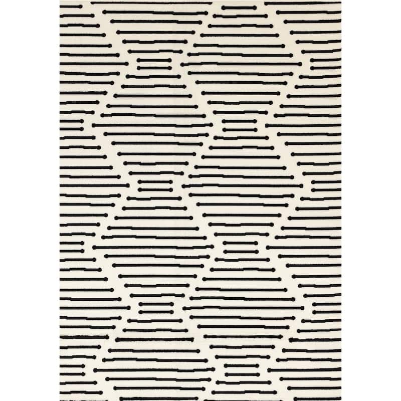 Forte Black White Stripes Area Rug