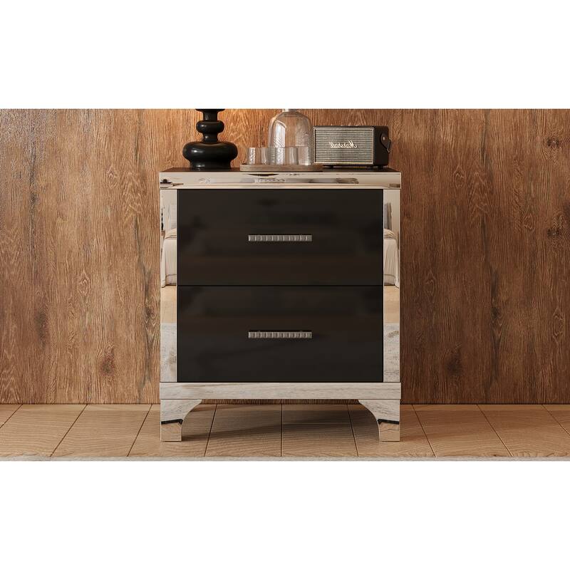 Storage Cabinet Bedroom Bedside Table Accent Cabinet Black Corner Table Dressing Table Nightstand for Living Room