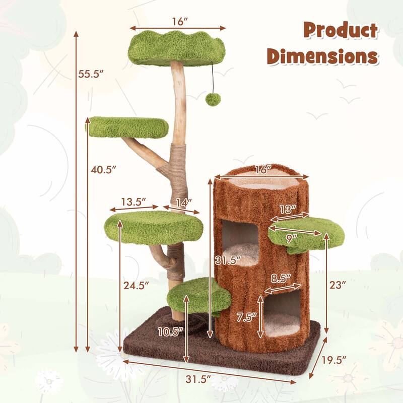Costway Multi-level Cat Tree with Double Decker Cat House Scratching - See Details