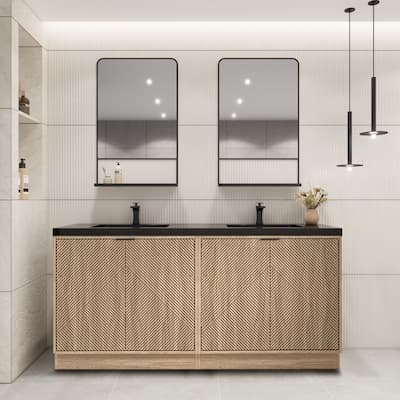 Milano 72" Freestanding Bathroom Vanity with Double Black Acrylic Sink