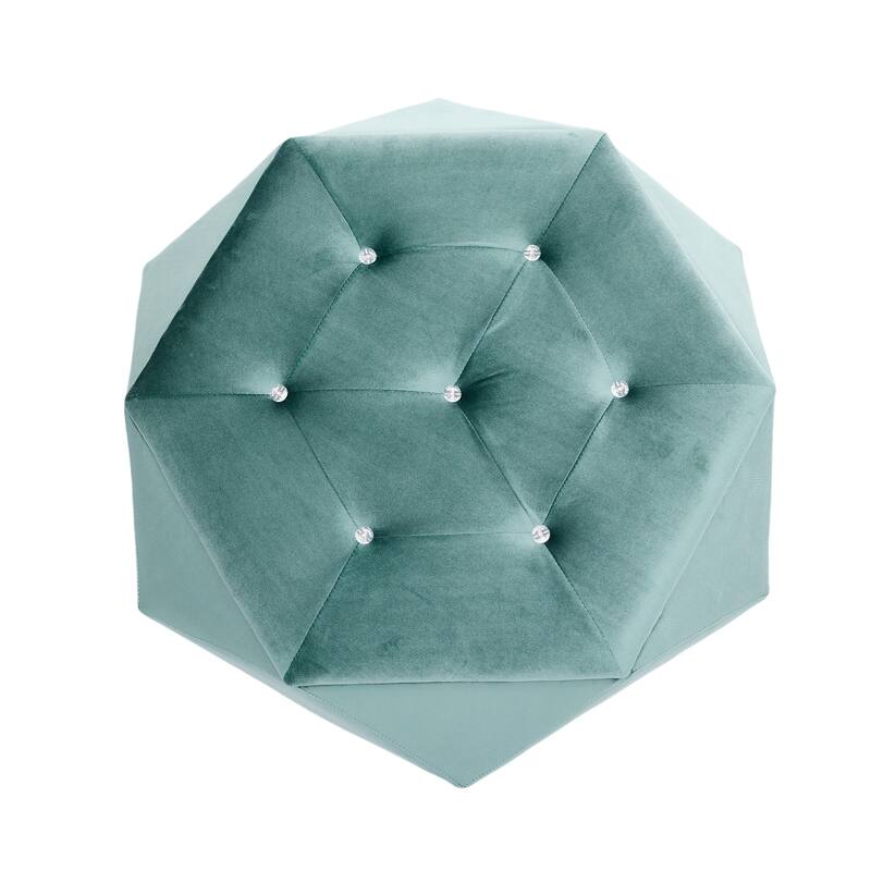 Elegant Velvet Polygon Diamond Tufted Storage Ottoman, Multi-Functional Footrest and Seating Solution