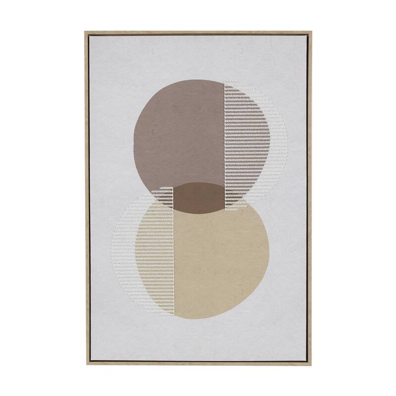 Wooden Geometric Overlapping Circle Living Room Wall Decor with White Fabric Detailing - Brown - Roche River Decor