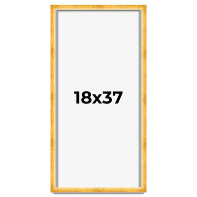 18x37 Shadow Box Frame Gold | 1.625 Inches Deep Real Wood Traditional