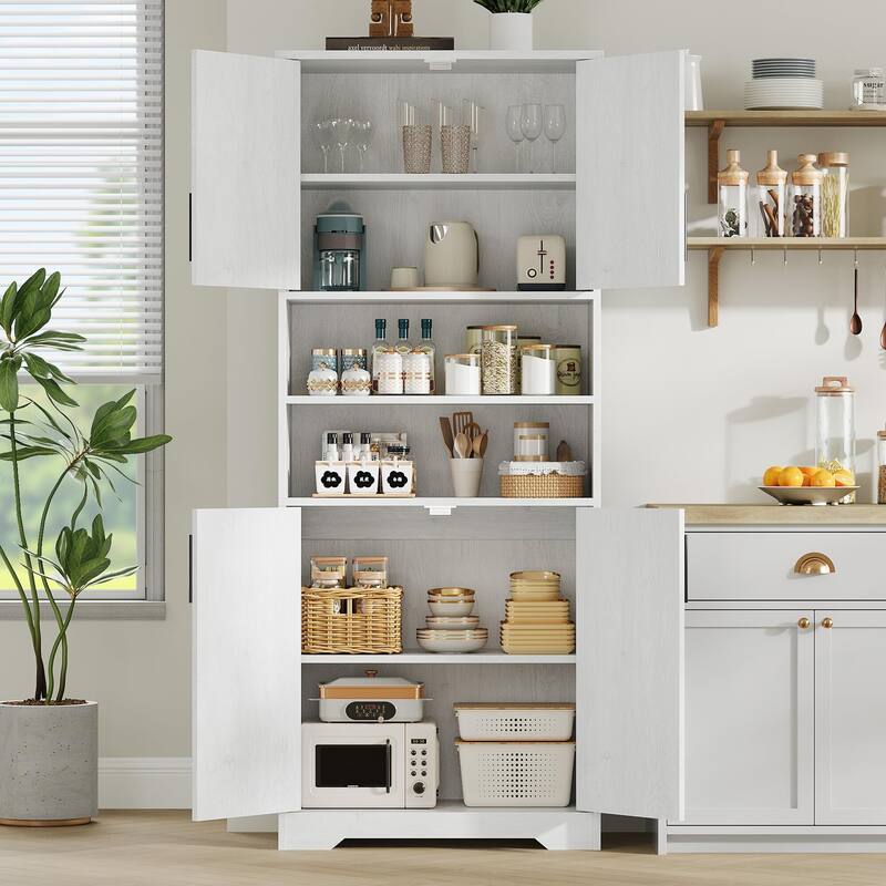 67" Tall Storage Cabinet, Kitchen Pantry Cabinet with Adjustable Shelves, Open Compartments