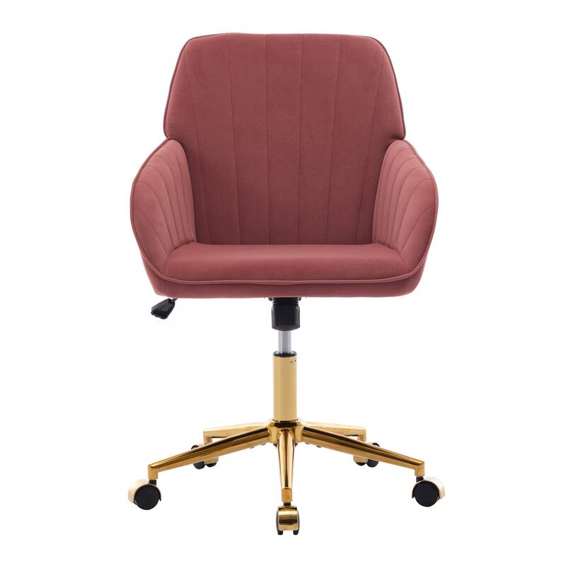 Velvet Office Chair with Golden Base, Ergonomic Backrest, Memory Foam Cushion, and Adjustable Seat for Home or Bedroom